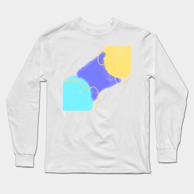 Blue yellow watercolor abstract art design Long Sleeve T-Shirt by Artistic_st